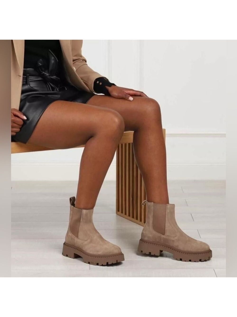 NIB ASH Brown Genesis Stud Leather Chelsea Boots